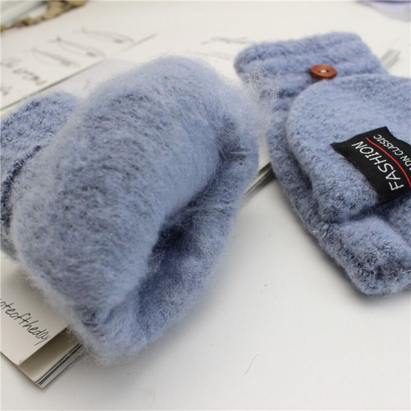 Žieminės pirštinės Šiltos megztos pirštinės pirštinės Atverčiamos kumštinės pirštinės vyrams Moterims Studentams Berniukams Mergaitėms Puspirštės Pirštinės storos pirštinės