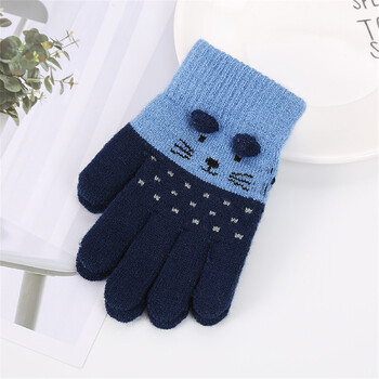 Παιδιά Five Finger Gloves Winter Boy Thickened Five Finger Mitens Girl Kid Knitted Winter Warm Cartoon Gloves for 3-7 Year