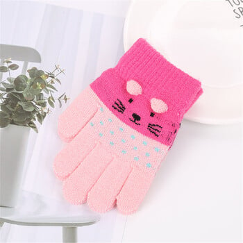 Παιδιά Five Finger Gloves Winter Boy Thickened Five Finger Mitens Girl Kid Knitted Winter Warm Cartoon Gloves for 3-7 Year