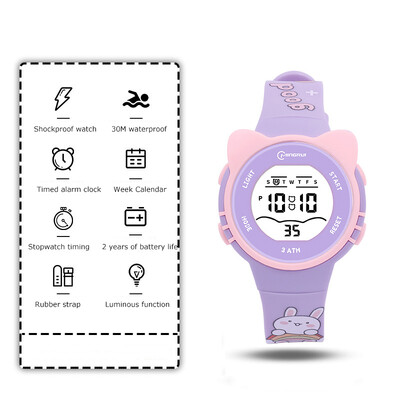 UTHAI 2024 Dječji satovi za djevojčice slatke crtane elektroničke satove Vodootporni budilica Višenamjenski ručni sat za dječake Studenti