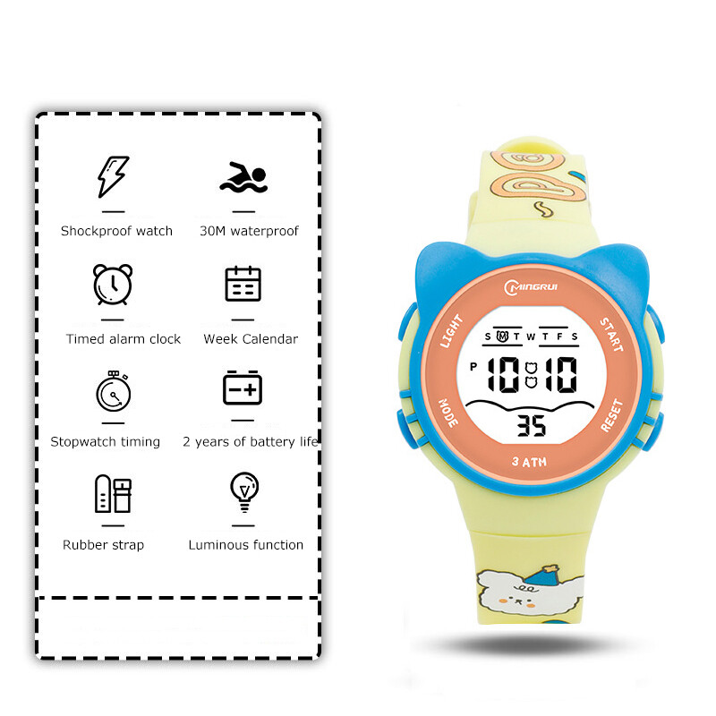 UTHAI 2024 Dječji satovi za djevojčice slatke crtane elektroničke satove Vodootporni budilica Višenamjenski ručni sat za dječake Studenti