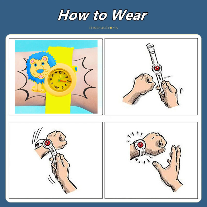 Ceasuri pentru copii, leu din desene animate, 2-14 ani pentru copii, timp de studiu, jucărie, brățară palmă, ceasuri pentru copii, pentru băieți, fete, cadou de aniversare