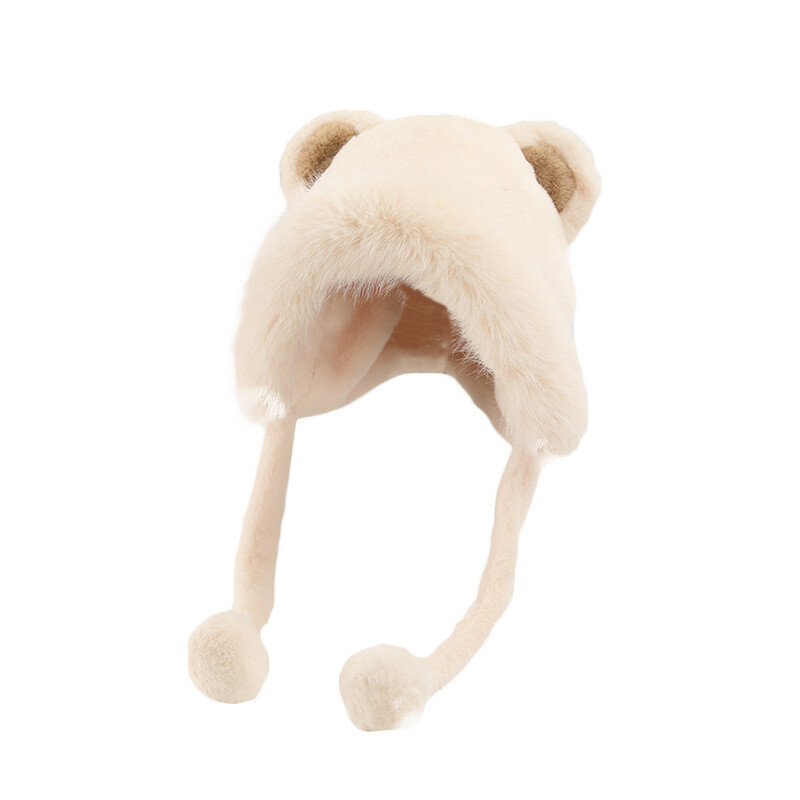 Versiune coreeană ursuleț de pluș pentru femei toamnă iarnă nouă pălărie drăguță lei Feng la modă, căciulă de pluș versatilă și caldă