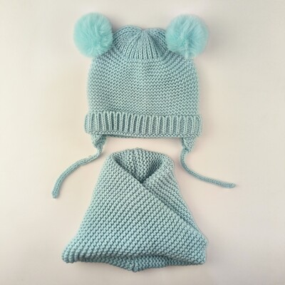 2024 kislány és kisfiú gyerek gyerek tavaszi ősz tél tömör kötött sapka és kötött végtelenített sál