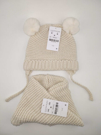 2024 kislány és kisfiú gyerek gyerek tavaszi ősz tél tömör kötött sapka és kötött végtelenített sál