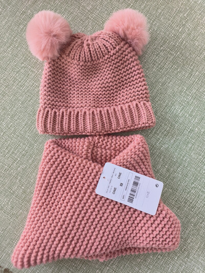 2024 kislány és kisfiú gyerek gyerek tavaszi ősz tél tömör kötött sapka és kötött végtelenített sál