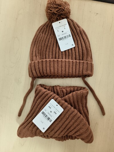 2024 kislány és kisfiú gyerek gyerek tavaszi ősz tél tömör kötött sapka és kötött végtelenített sál