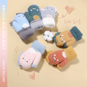 0-3Y kūdikių animacinių filmų etiketės kumštinės žieminės šiltos vaikiškos pirštinės mergaičių pirštinės Minkštos rankų šildytuvas vaikams berniukams storos vilnos pirštinės kūdikiams