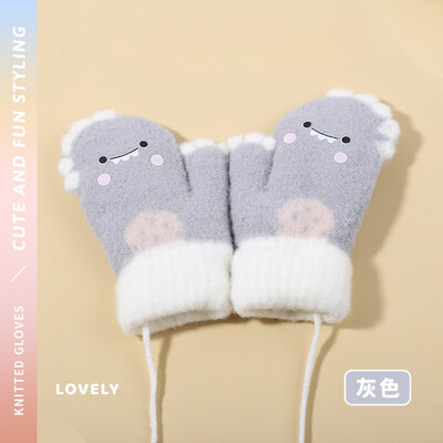 0-3Y kūdikių animacinių filmų etiketės kumštinės žieminės šiltos vaikiškos pirštinės mergaičių pirštinės Minkštos rankų šildytuvas vaikams berniukams storos vilnos pirštinės kūdikiams