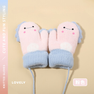 0-3Y kūdikių animacinių filmų etiketės kumštinės žieminės šiltos vaikiškos pirštinės mergaičių pirštinės Minkštos rankų šildytuvas vaikams berniukams storos vilnos pirštinės kūdikiams
