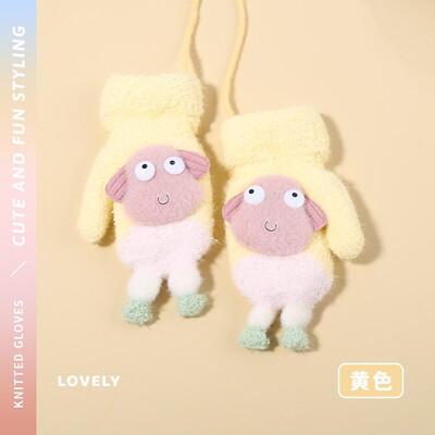 0-3Y kūdikių animacinių filmų etiketės kumštinės žieminės šiltos vaikiškos pirštinės mergaičių pirštinės Minkštos rankų šildytuvas vaikams berniukams storos vilnos pirštinės kūdikiams