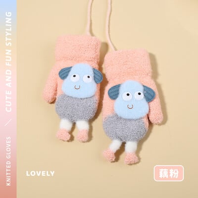 0-3Y kūdikių animacinių filmų etiketės kumštinės žieminės šiltos vaikiškos pirštinės mergaičių pirštinės Minkštos rankų šildytuvas vaikams berniukams storos vilnos pirštinės kūdikiams