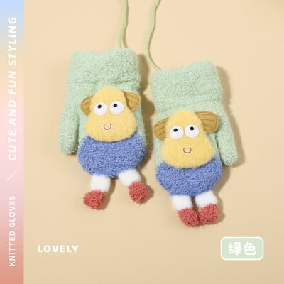 0-3Y kūdikių animacinių filmų etiketės kumštinės žieminės šiltos vaikiškos pirštinės mergaičių pirštinės Minkštos rankų šildytuvas vaikams berniukams storos vilnos pirštinės kūdikiams