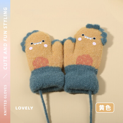 0-3Y kūdikių animacinių filmų etiketės kumštinės žieminės šiltos vaikiškos pirštinės mergaičių pirštinės Minkštos rankų šildytuvas vaikams berniukams storos vilnos pirštinės kūdikiams
