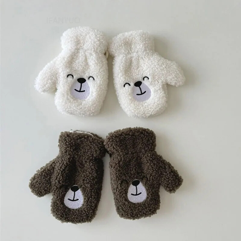 2-6 aastased lapsed Lambavillane Kaelus Rippuvad Kindad Sügis Talv Paks Soe Armas Multikas Poisid Tüdrukud Beebikindad Laste Aksessuaarid