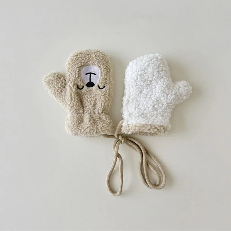 2-6 aastased lapsed Lambavillane Kaelus Rippuvad Kindad Sügis Talv Paks Soe Armas Multikas Poisid Tüdrukud Beebikindad Laste Aksessuaarid