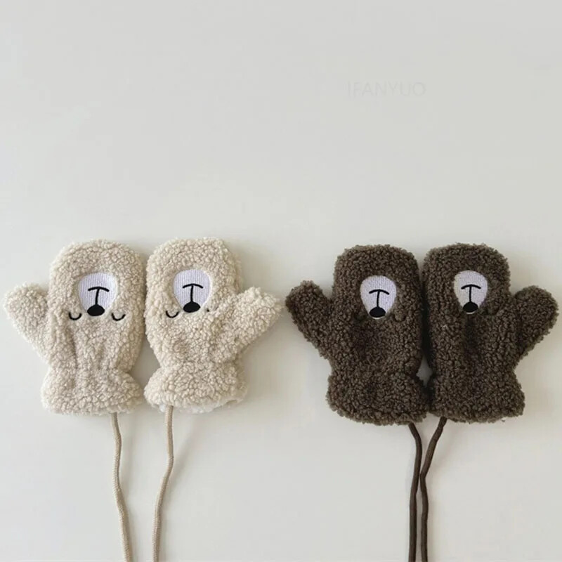 2-6 aastased lapsed Lambavillane Kaelus Rippuvad Kindad Sügis Talv Paks Soe Armas Multikas Poisid Tüdrukud Beebikindad Laste Aksessuaarid