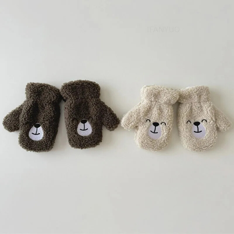 2-6 aastased lapsed Lambavillane Kaelus Rippuvad Kindad Sügis Talv Paks Soe Armas Multikas Poisid Tüdrukud Beebikindad Laste Aksessuaarid