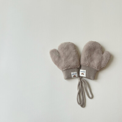 1-4Y Cartoon Bear Baby labakindad Talve soojad Lapsed Beebid Tüdrukud Kindad Kootud Lapsed Väikelapsed Paksud Lapse fliis Multifilmi labakindad