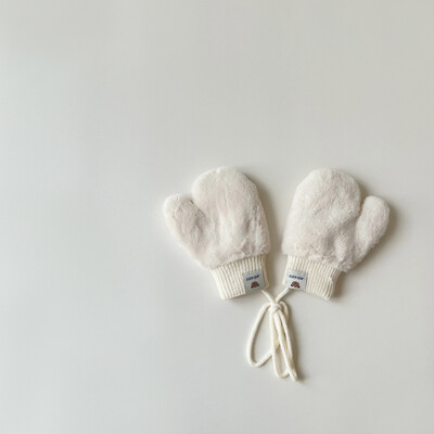 1-4Y Cartoon Bear Baby labakindad Talve soojad Lapsed Beebid Tüdrukud Kindad Kootud Lapsed Väikelapsed Paksud Lapse fliis Multifilmi labakindad