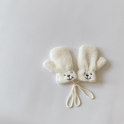 1-4Y Cartoon Bear Baby labakindad Talve soojad Lapsed Beebid Tüdrukud Kindad Kootud Lapsed Väikelapsed Paksud Lapse fliis Multifilmi labakindad