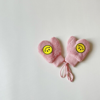 1-4Y Cartoon Bear Baby labakindad Talve soojad Lapsed Beebid Tüdrukud Kindad Kootud Lapsed Väikelapsed Paksud Lapse fliis Multifilmi labakindad