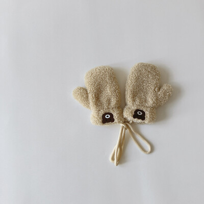 1-4Y Cartoon Bear Baby labakindad Talve soojad Lapsed Beebid Tüdrukud Kindad Kootud Lapsed Väikelapsed Paksud Lapse fliis Multifilmi labakindad