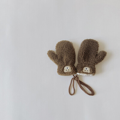 1-4Y Cartoon Bear Baby labakindad Talve soojad Lapsed Beebid Tüdrukud Kindad Kootud Lapsed Väikelapsed Paksud Lapse fliis Multifilmi labakindad