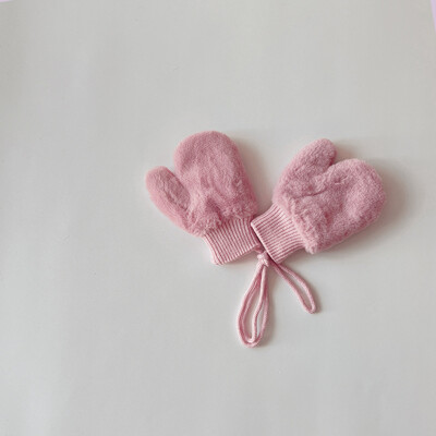 1-4Y Cartoon Bear Baby labakindad Talve soojad Lapsed Beebid Tüdrukud Kindad Kootud Lapsed Väikelapsed Paksud Lapse fliis Multifilmi labakindad