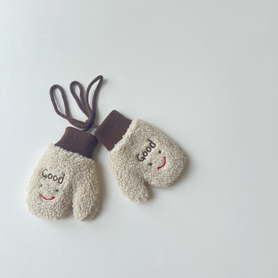 1-4Y Cartoon Bear Baby labakindad Talve soojad Lapsed Beebid Tüdrukud Kindad Kootud Lapsed Väikelapsed Paksud Lapse fliis Multifilmi labakindad