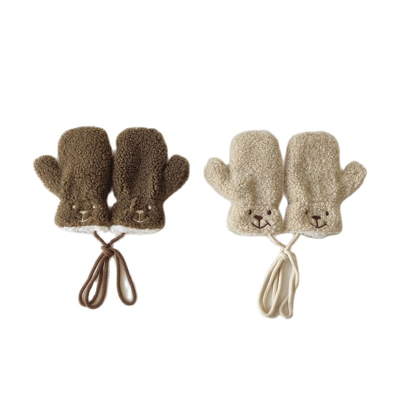 1-4Y Cartoon Bear Baby labakindad Talve soojad Lapsed Beebid Tüdrukud Kindad Kootud Lapsed Väikelapsed Paksud Lapse fliis Multifilmi labakindad