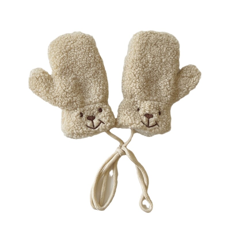 1-4Y Cartoon Bear Baby labakindad Talve soojad Lapsed Beebid Tüdrukud Kindad Kootud Lapsed Väikelapsed Paksud Lapse fliis Multifilmi labakindad