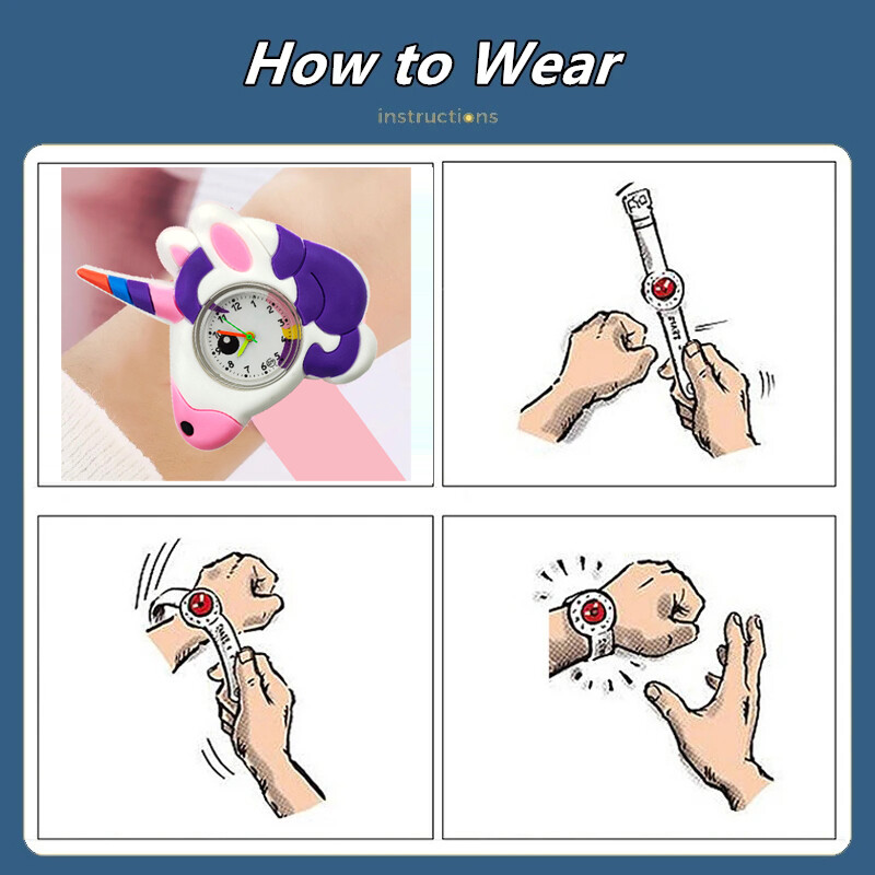 Lányos órák Baba Óvodai Parti Ajándék Gyermek Tanulási Idő Játék óra Aranyos Egyszarvú Pofon karkötő Gyerekórák