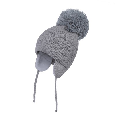 Connectyle totyogó csecsemő baba fiú lány lány gyerekek téli koponya sapka egyszínű, meleg, kötött fülvédő sapka nagy pom-pommal