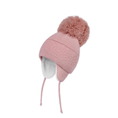 Connectyle totyogó csecsemő baba fiú lány lány gyerekek téli koponya sapka egyszínű, meleg, kötött fülvédő sapka nagy pom-pommal