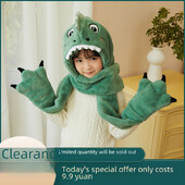 Moterų rudens/žiemos animacinių filmų kepurė Šalikas Pirštinės Trijų dalių komplektas Pliušinis Šiltas Vaikiški Viršutiniai Drabužiai Naujo stiliaus Populiarus Kaklo Šildytuvas