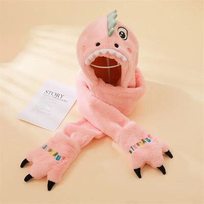 Moterų rudens/žiemos animacinių filmų kepurė Šalikas Pirštinės Trijų dalių komplektas Pliušinis Šiltas Vaikiški Viršutiniai Drabužiai Naujo stiliaus Populiarus Kaklo Šildytuvas