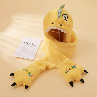 Moterų rudens/žiemos animacinių filmų kepurė Šalikas Pirštinės Trijų dalių komplektas Pliušinis Šiltas Vaikiški Viršutiniai Drabužiai Naujo stiliaus Populiarus Kaklo Šildytuvas