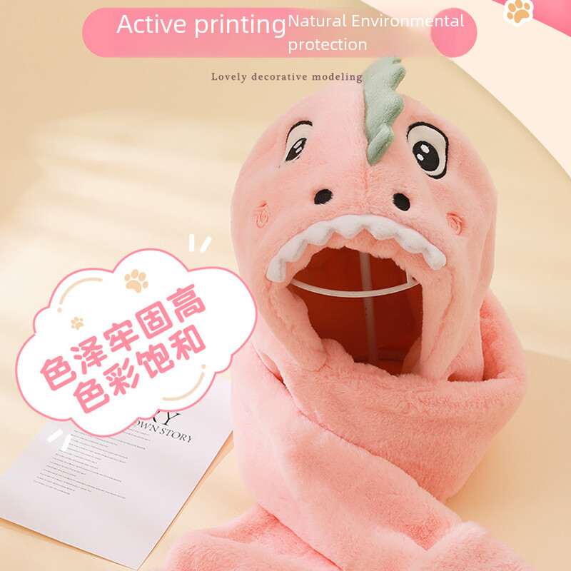 Moterų rudens/žiemos animacinių filmų kepurė Šalikas Pirštinės Trijų dalių komplektas Pliušinis Šiltas Vaikiški Viršutiniai Drabužiai Naujo stiliaus Populiarus Kaklo Šildytuvas