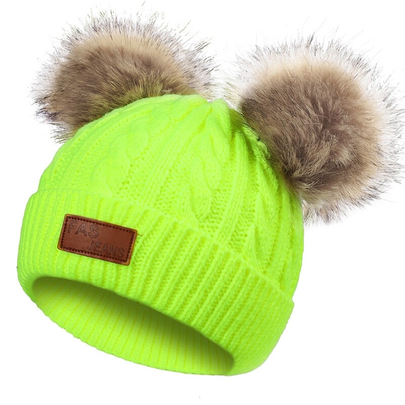 Pălărie pentru copil mic, iarnă, culoare pură, șapcă tricotată din lână dublă, pentru fete de 0-3 ani, set de mănuși și pălărie, șepci de ciorapi pentru copii