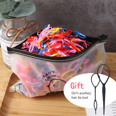 500 db/ csomag lány színes kis gumiszalagok eldobható hajpántok lófarok rugalmas fejpánt lány aranyos divatos hajkiegészítők