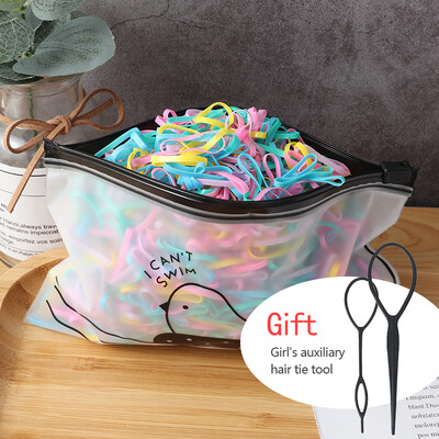 500 db/ csomag lány színes kis gumiszalagok eldobható hajpántok lófarok rugalmas fejpánt lány aranyos divatos hajkiegészítők