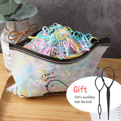 500 db/ csomag lány színes kis gumiszalagok eldobható hajpántok lófarok rugalmas fejpánt lány aranyos divatos hajkiegészítők