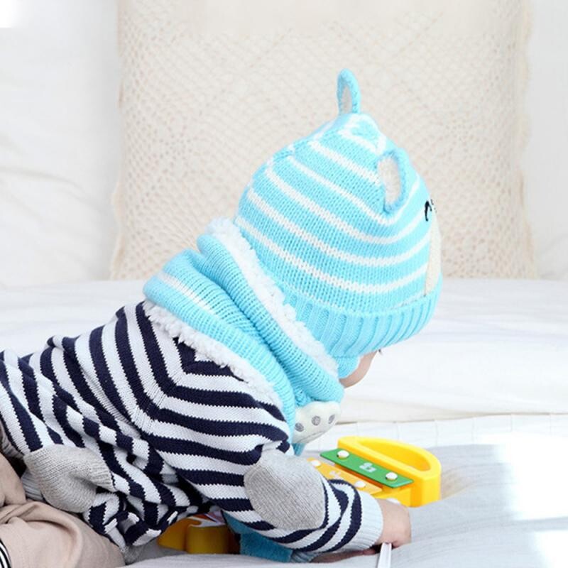 Baba sapka sállal Tartós téli gyerekruhák pulóver aranyos forma minimalista téli divat gyapjú sapka meleg