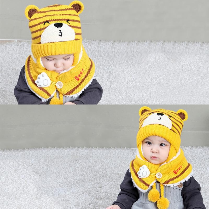 Baba sapka sállal Tartós téli gyerekruhák pulóver aranyos forma minimalista téli divat gyapjú sapka meleg