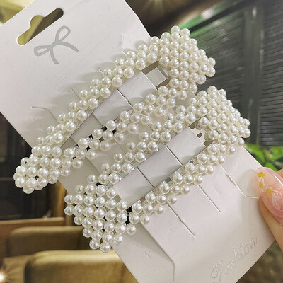 Imituoti perliniai plaukų segtukai moterims korėjiečių moterų plaukų segtukai mergaičių geometriniai plaukų segtukai Madingi plaukų segtukai plaukų priedai