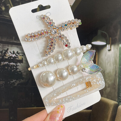 Imituoti perliniai plaukų segtukai moterims korėjiečių moterų plaukų segtukai mergaičių geometriniai plaukų segtukai Madingi plaukų segtukai plaukų priedai