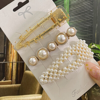 Imituoti perliniai plaukų segtukai moterims korėjiečių moterų plaukų segtukai mergaičių geometriniai plaukų segtukai Madingi plaukų segtukai plaukų priedai