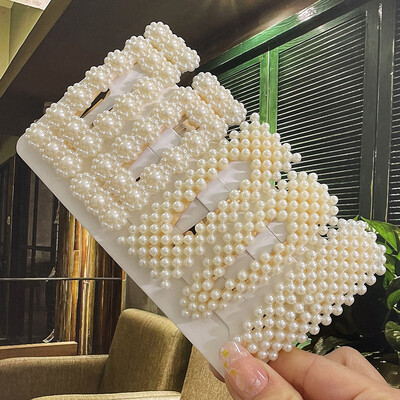 Imituoti perliniai plaukų segtukai moterims korėjiečių moterų plaukų segtukai mergaičių geometriniai plaukų segtukai Madingi plaukų segtukai plaukų priedai