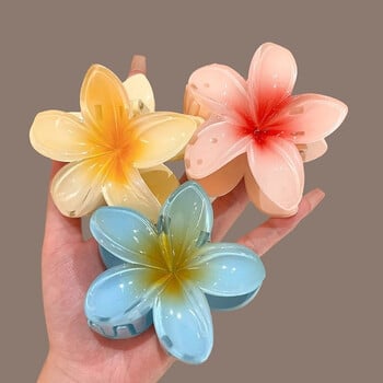 Bohemian Flower Hair Claw Clip για γυναίκες Γλυκό λουλουδάτο μαλλί με νύχια καβούρι Barrettes Χαβάης Αξεσουάρ παραλίας για κορίτσια